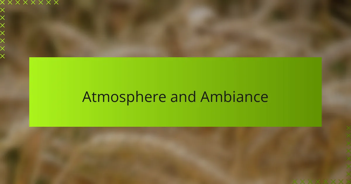 Atmosphere and Ambiance