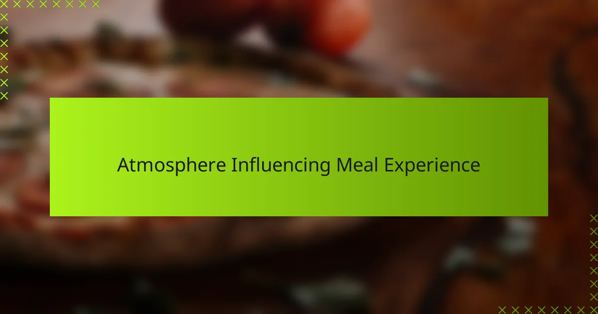 Atmosphere Influencing Meal Experience