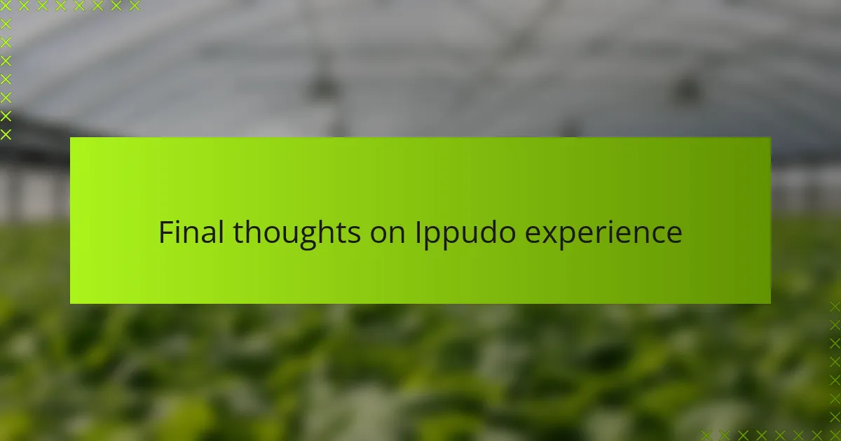 Final thoughts on Ippudo experience