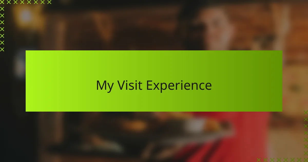 My Visit Experience