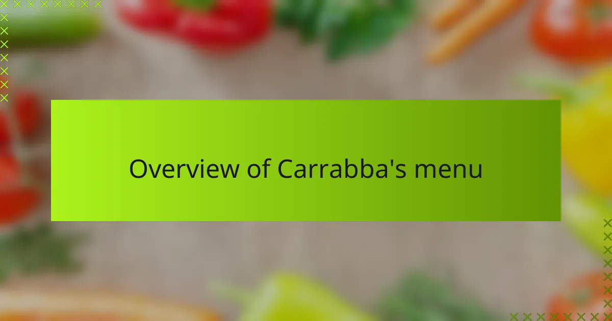 Overview of Carrabba's menu