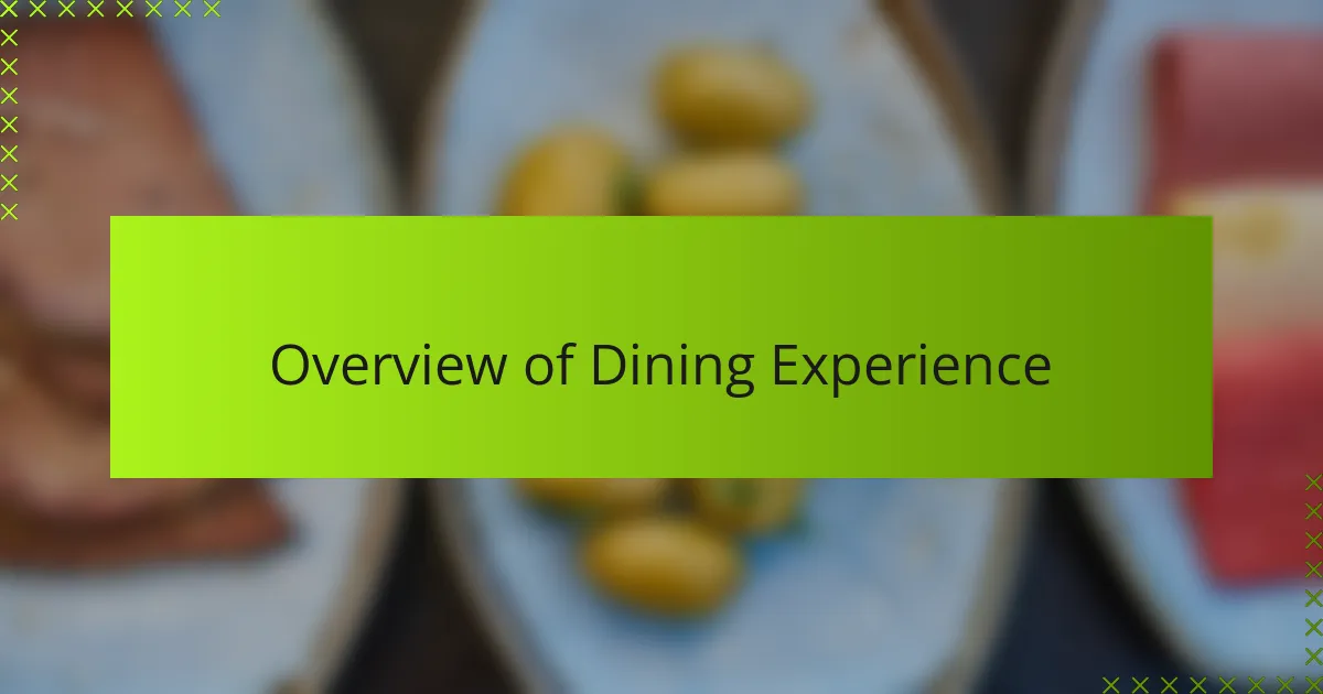 Overview of Dining Experience