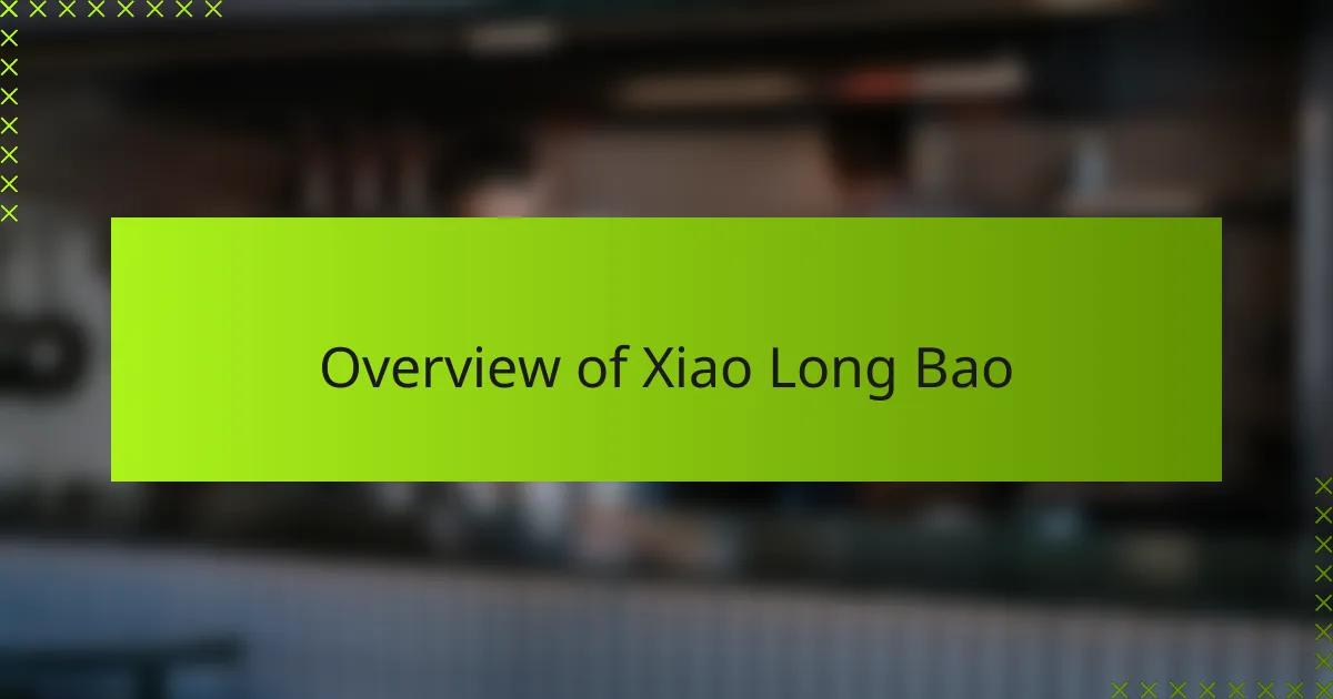 Overview of Xiao Long Bao