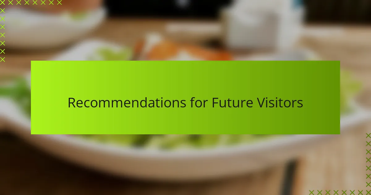 Recommendations for Future Visitors