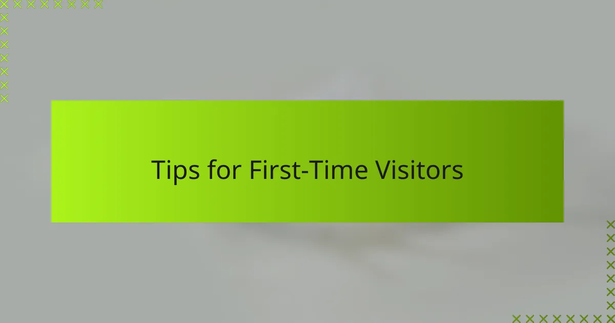 Tips for First-Time Visitors