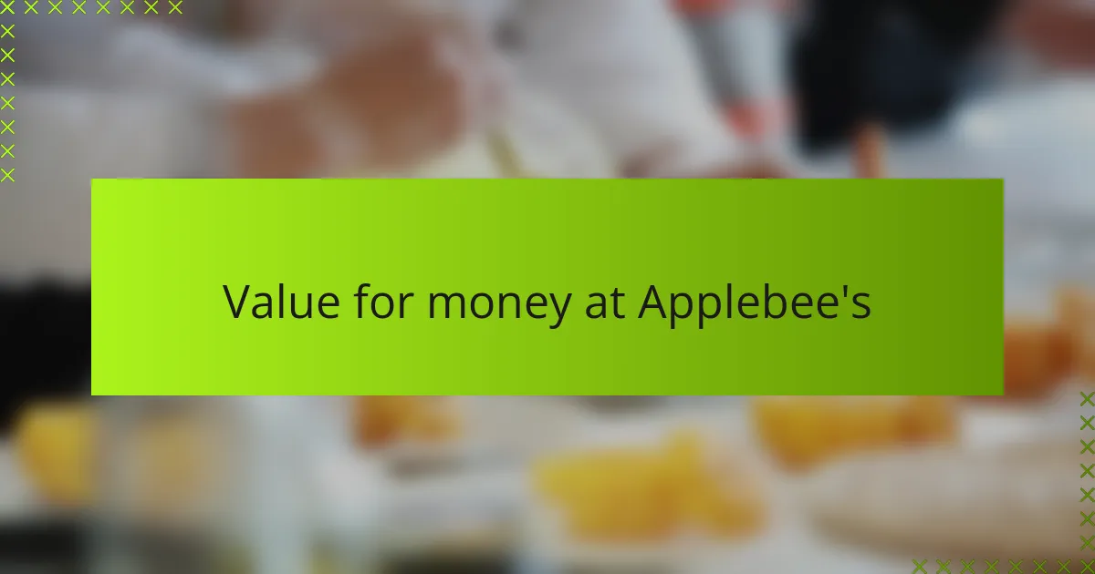 Value for money at Applebee's